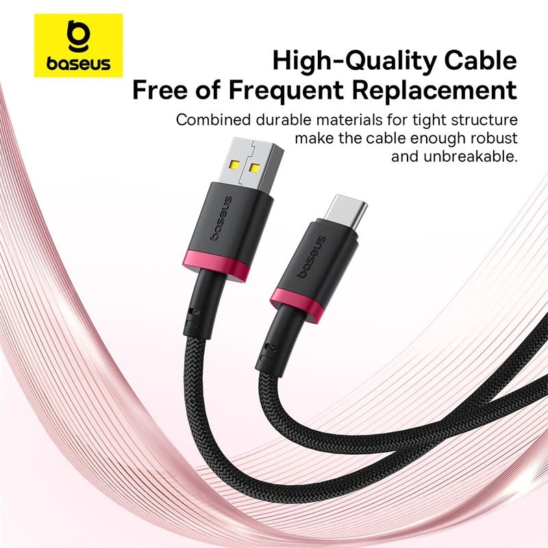 Baseus Dura Series Kabel Data USB-A to USB-C 60W Nylon Braided Material