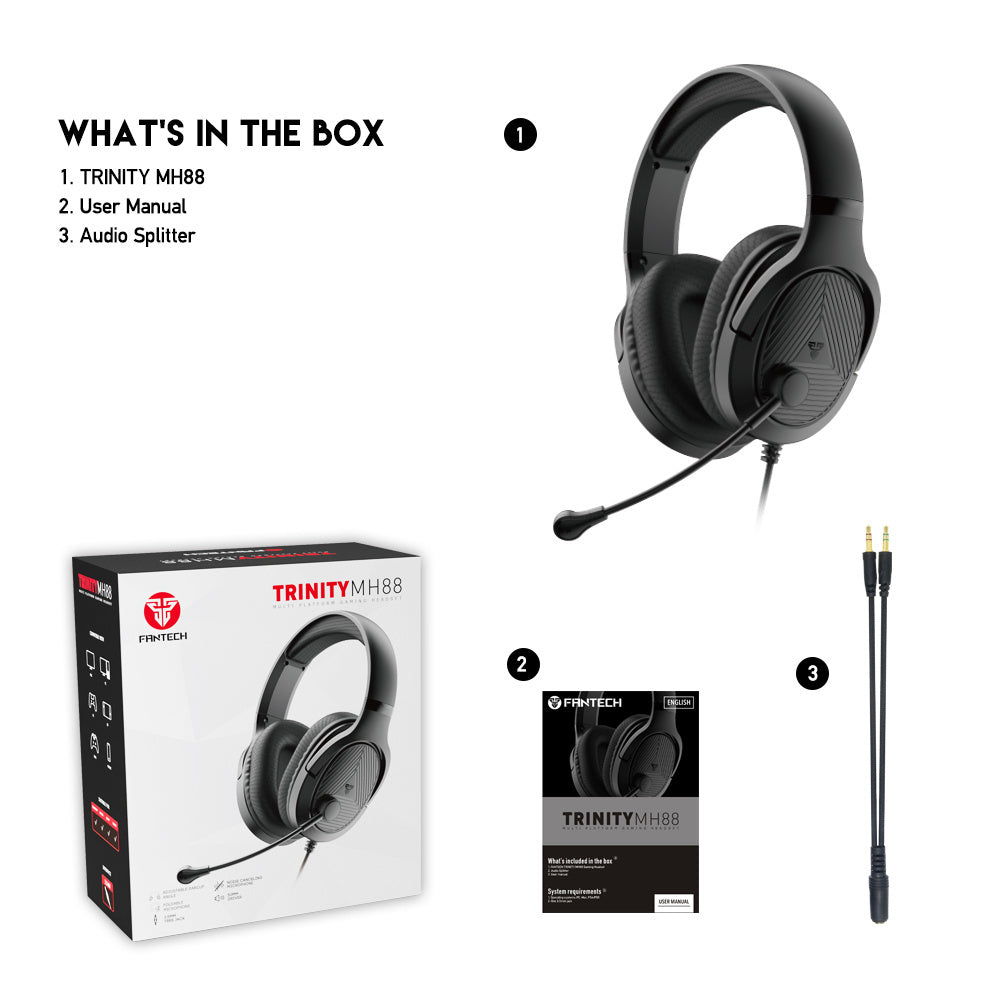 Fantech TRINITY MH88 Headset Gaming PC Kabel Super Bass Headphone 3.5mm Jack