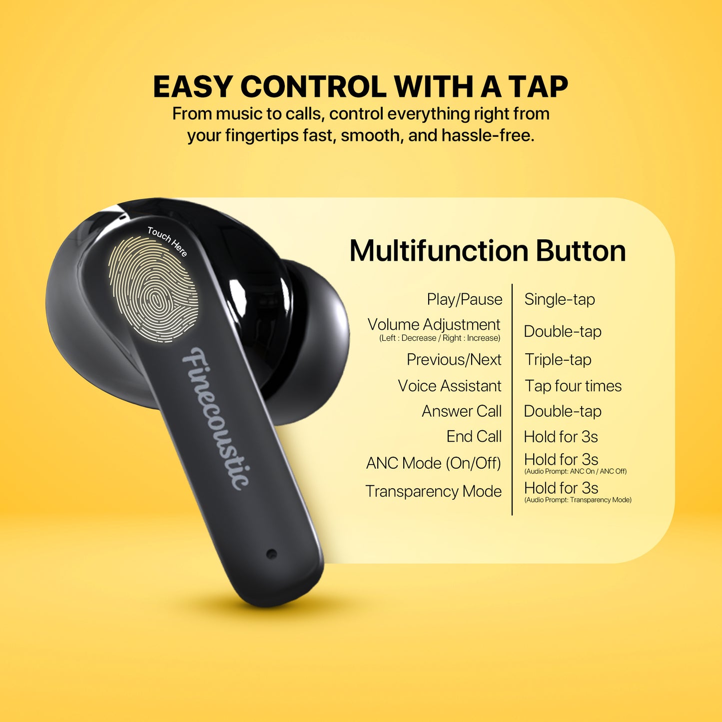 Fantech Finecoustic Groove FT20 ANC TWS Bluetooth 13mm Driver Clear Call Display Indicator