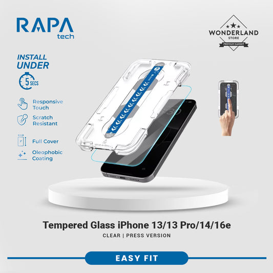 RAPAtech Premium Tempered Glass iPhone 13 13 Pro 14 16E Easy Fit