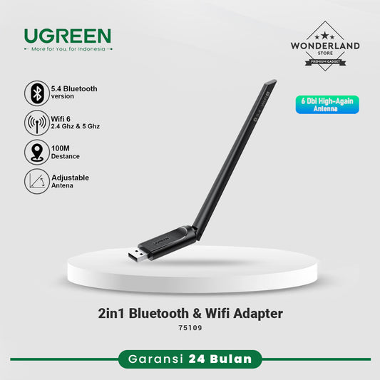 Ugreen 2in1 Bluetooth + Wifi 6 Dongle Adapter AX900 Dual Band 5GHz/2.4GHz 600Mbps + Bluetooth 5.4 2in1 USB Wifi Adapter/Dongle/Receiver
