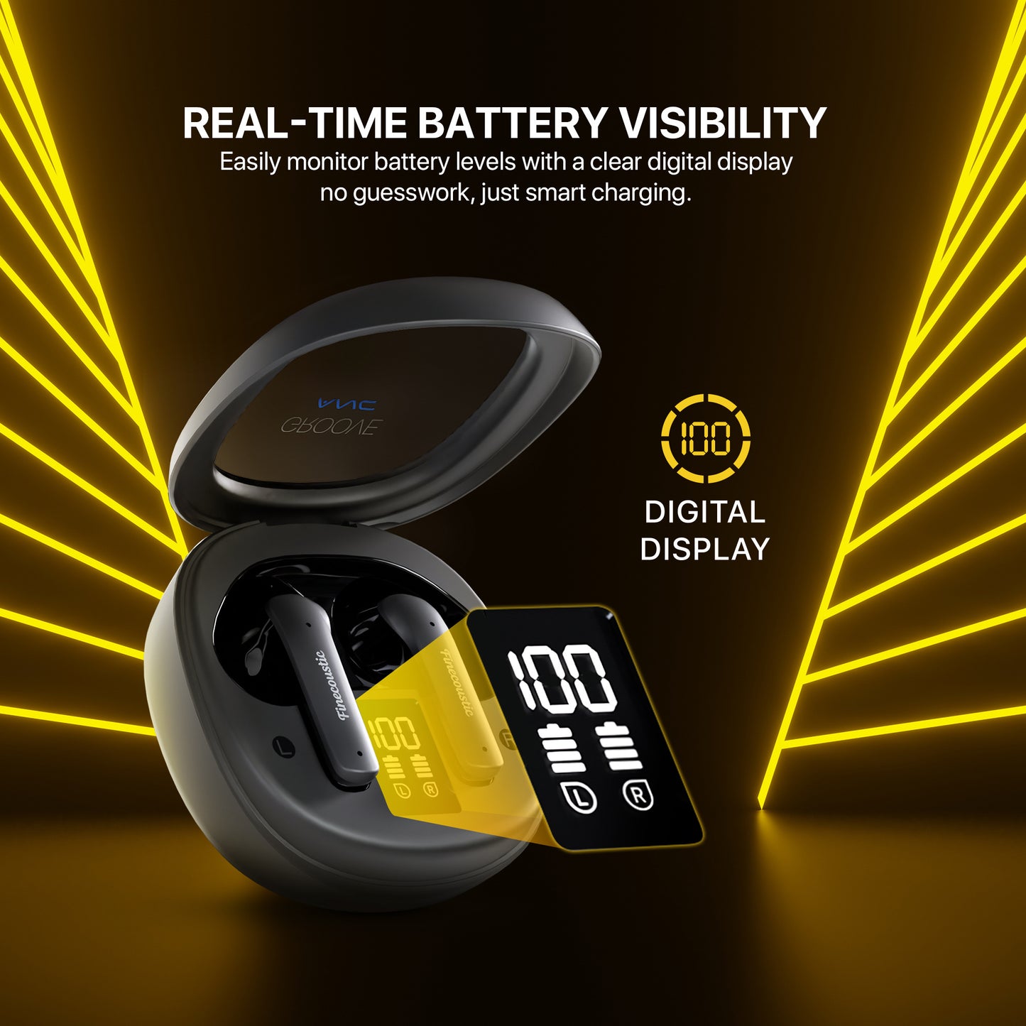 Fantech Finecoustic Groove FT20 ANC TWS Bluetooth 13mm Driver Clear Call Display Indicator