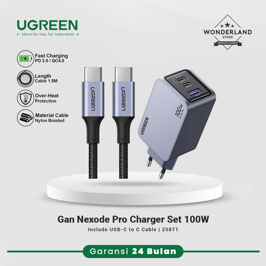 Ugreen Nexode Pro 65W GaN- Charger Set with USB-C to C Cable Fast Charge PD PPS