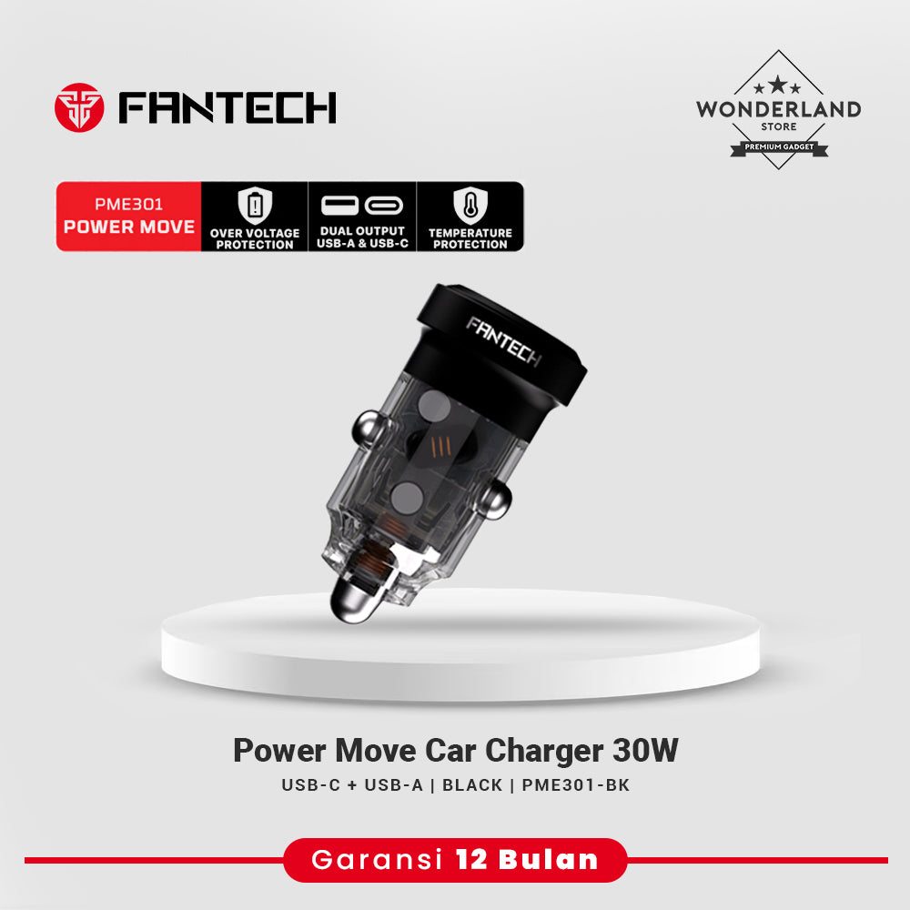 Fantech Power Move Charger Mobil Adaptor Car Charger USB3.0 + USB-C PME301
