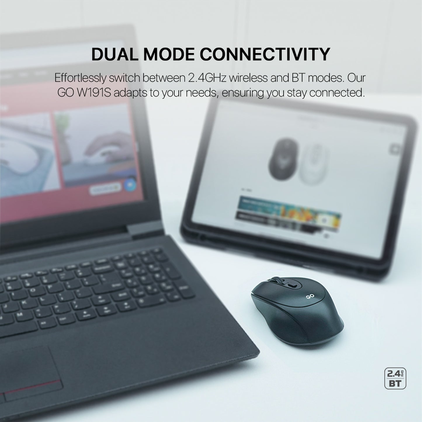Fantech GO W191S Mouse Wireless Office Silent Click 2.4Ghz Bluetooth 1600DPI
