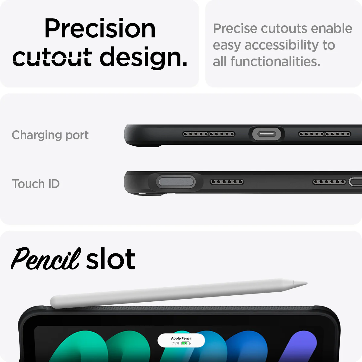 Spigen Case iPad Mini 7 / 6 8.3 inch 2024 Spigen Rugged Armor TPU Carbon Anti Shock Crack Slim Cover Casing