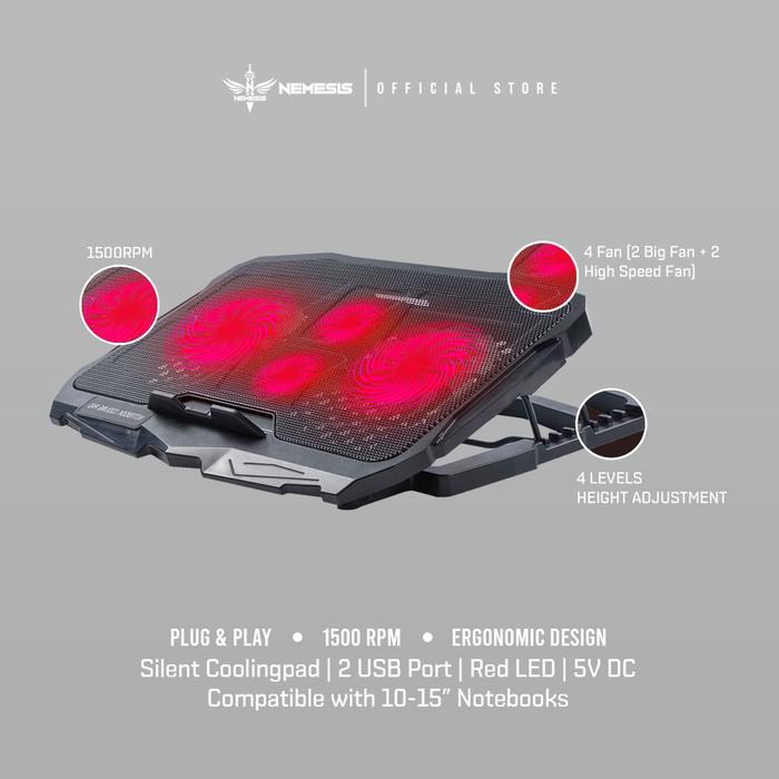 NYK Nemesis Cooling Pad X4 X-4 X 4 Stormbreaker Cooling Fan Laptop 10-15"