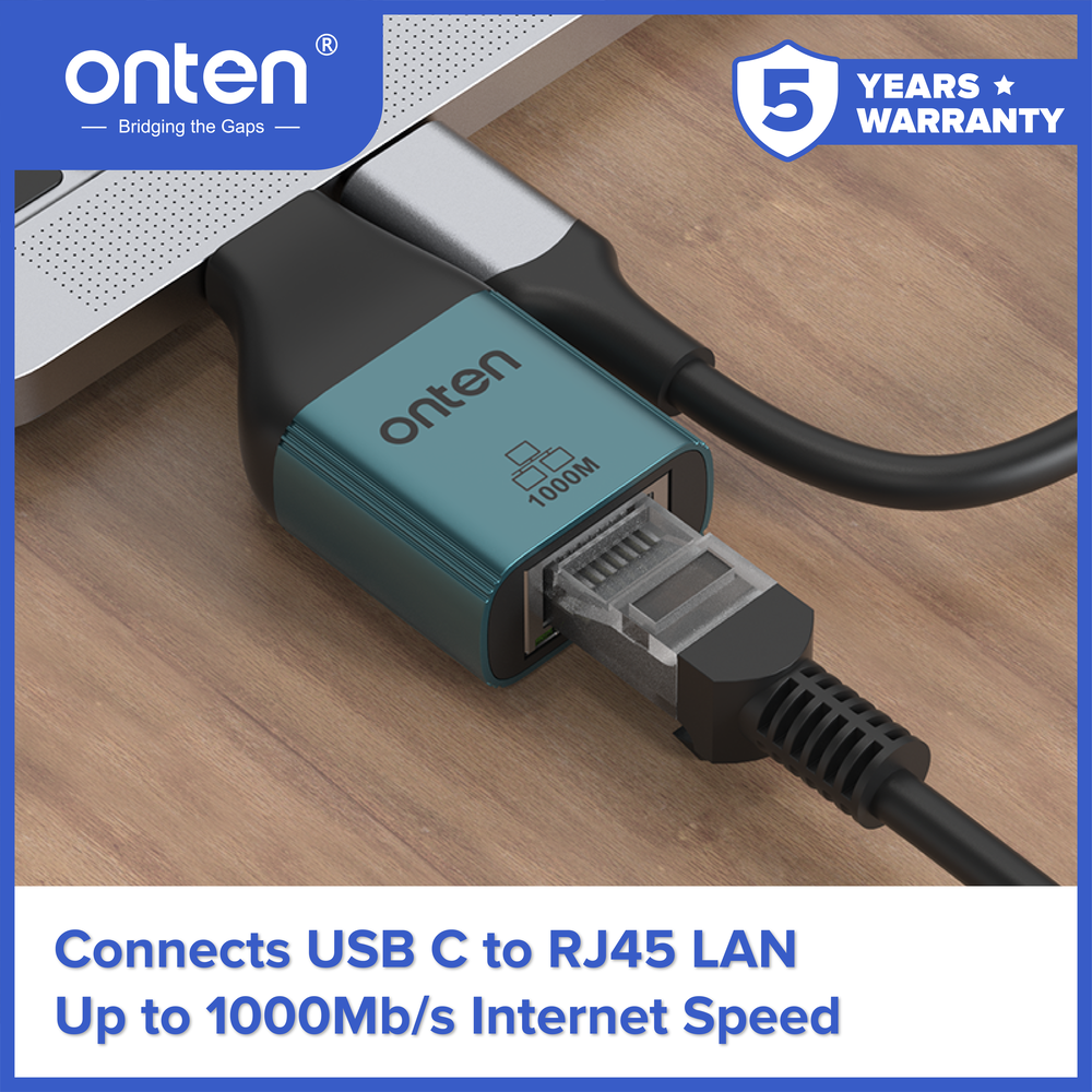 Onten Converter USB-C to Gigabit Lan Ethernet Connector 1000Mb/s OTN-UC101
