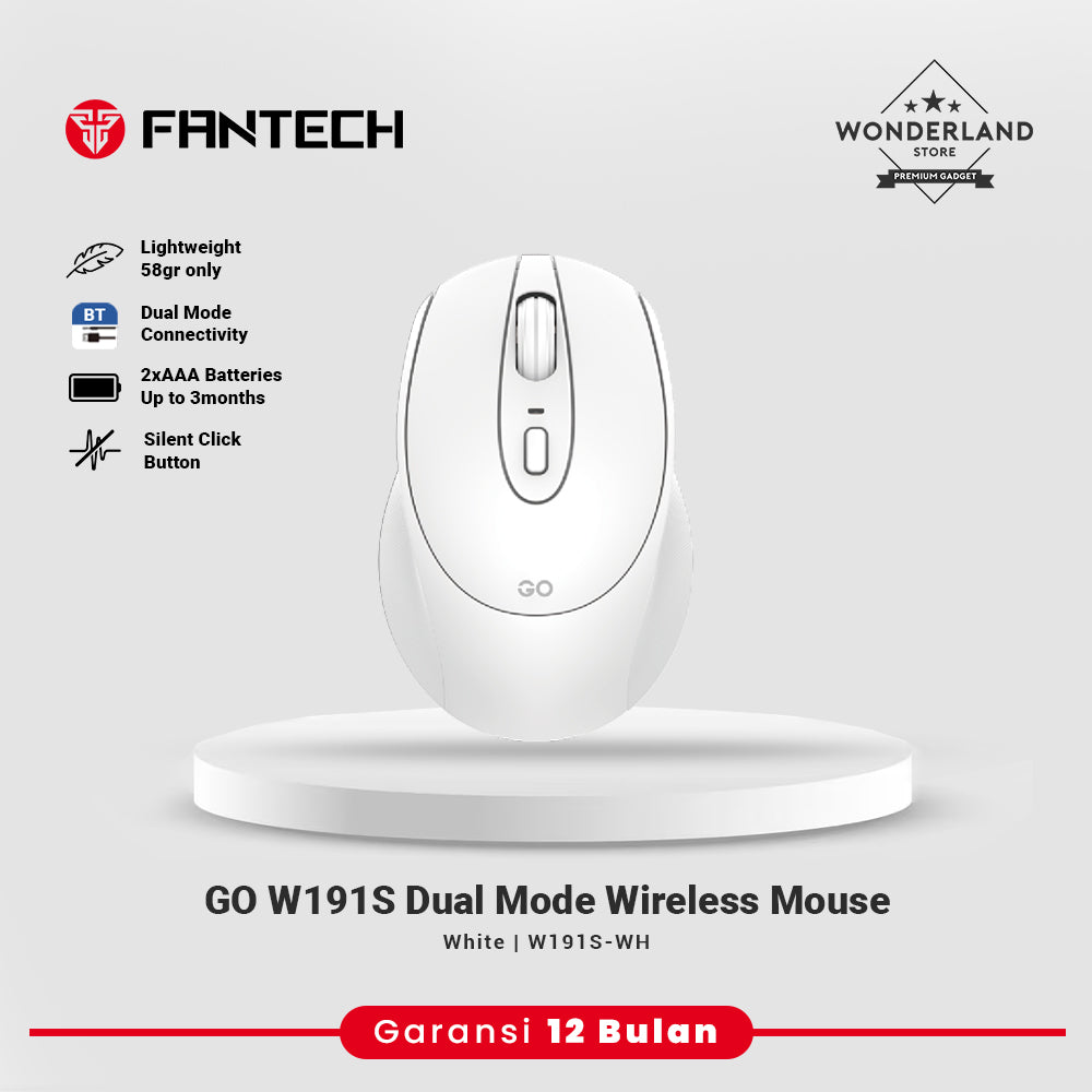 Fantech GO W191S Mouse Wireless Office Silent Click 2.4Ghz Bluetooth 1600DPI