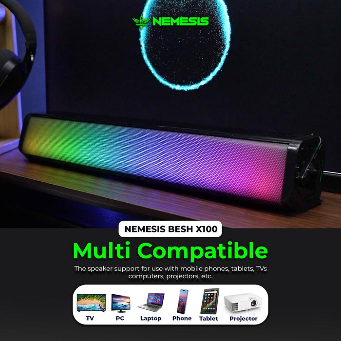 NYK Nemesis BESH X100 / X-100 Soundbar Speaker Bluetooth Portable RGB