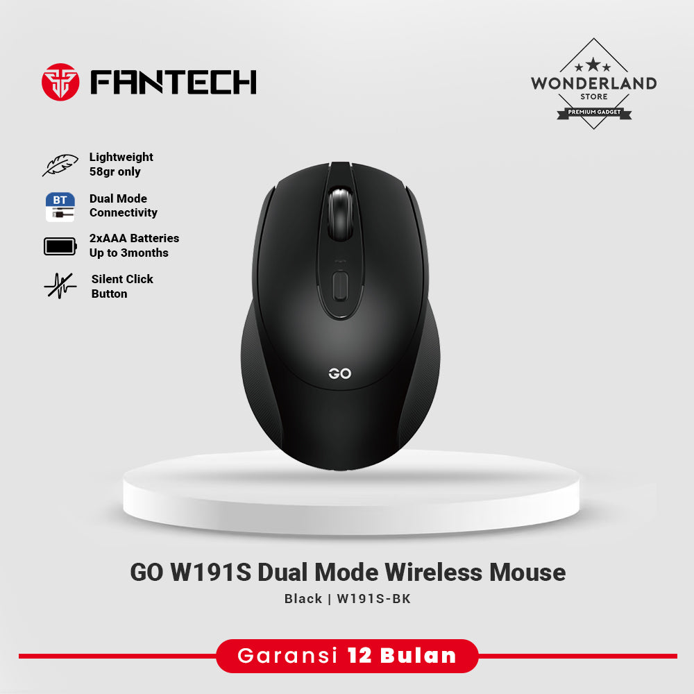 Fantech GO W191S Mouse Wireless Office Silent Click 2.4Ghz Bluetooth 1600DPI