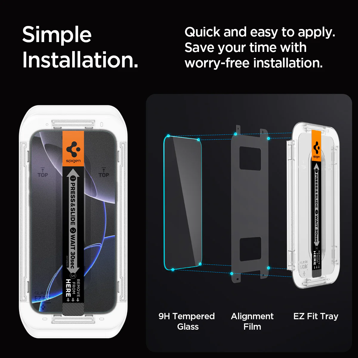 Spigen Tempered Glass iPhone 15 / iPhone 16 Pro Max Air Spigen GlastR EZ Fit Pro HD Clear Privacy