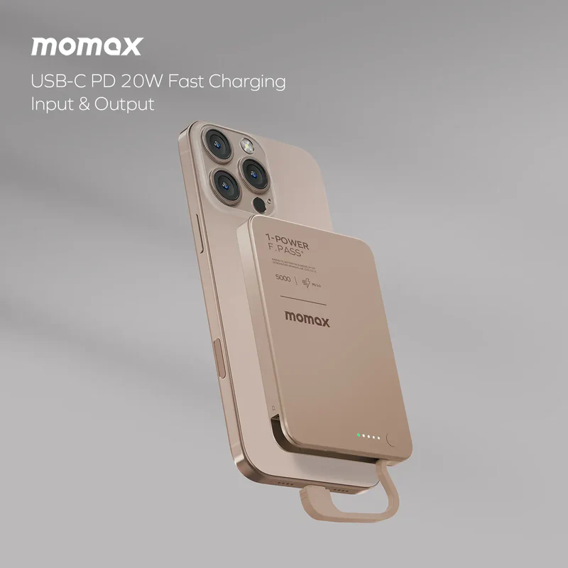 Momax CCC Powerbank 1-Power F.Pass+ 5000mAh 10000Mah Battery Pack with Built-in Cable IP157 IP158