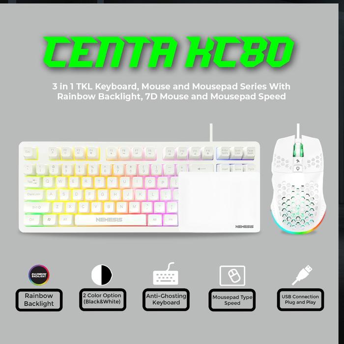 NYK Nemesis Centa KC80 / KC-80 Keyboard Combo 3in1 TKL Gaming Set