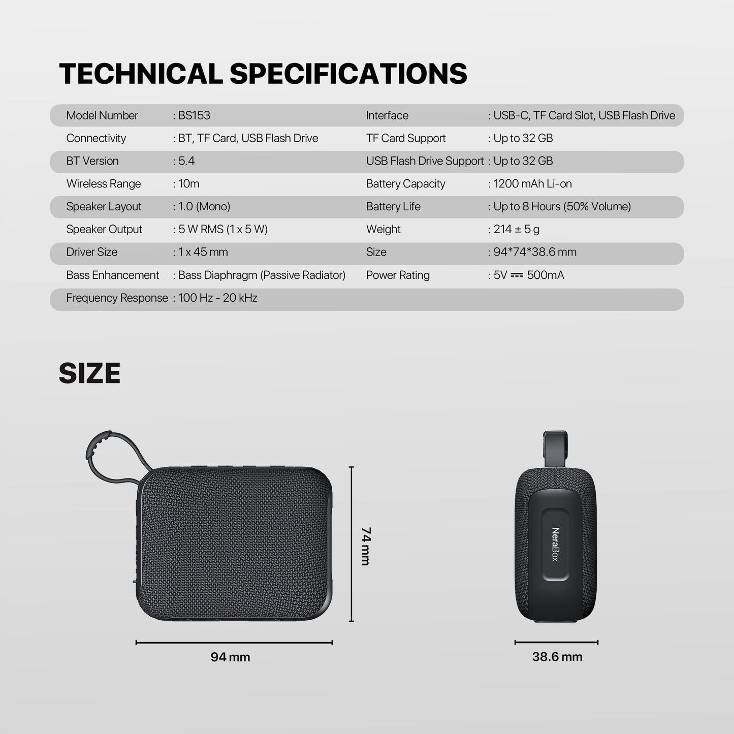Fantech NeraBox BS153 Speaker Bluetooth 5.4 Portable Super Bass TWS Mode
