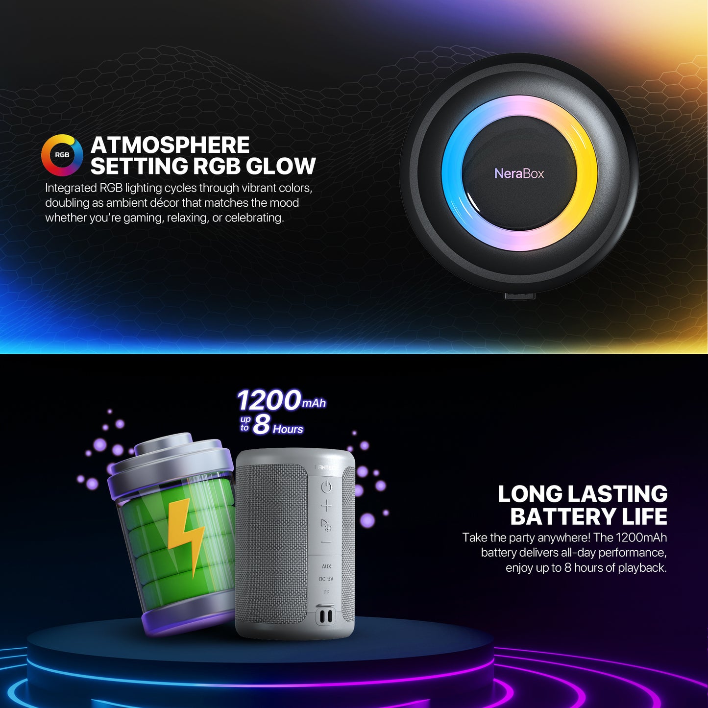 Fantech BS154 Powerfull Bass 52mm 5W RMS TWS Mode Bluetooth 5.4 RGB Estetik 1200 mAh