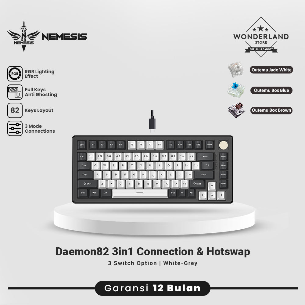 NYK Nemesis Daemon82 Gaming Keyboard 3in1 Connection Hotswap 5pin MKN09