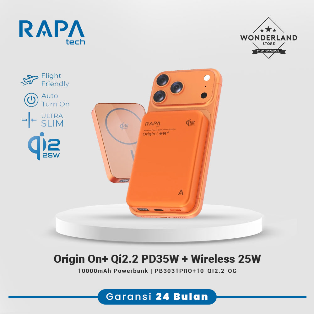 RAPAtech Origin ON+ Qi2.2 Fast Charging PD35W + Wireless 25W Magsafe 10.000mAh Wireless Powerbank