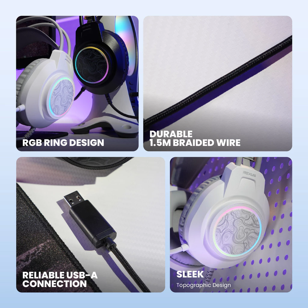 Rexus Thundervox HX14 Headset Gaming RGB with 7.1 Surround Sound & USB A