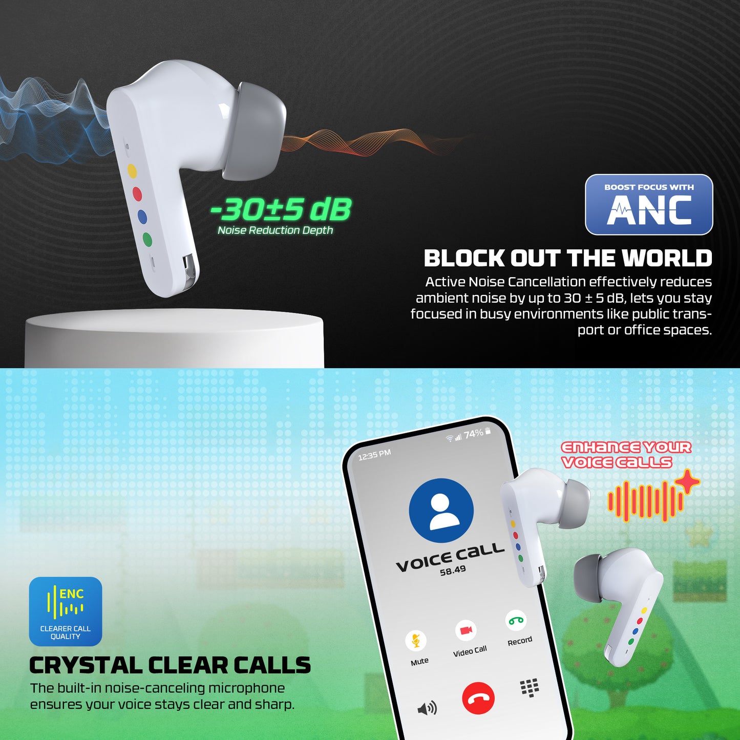 Fantech Mithril ANC TX4 TWS Bluetooth 5.4 Gaming Low Latency Bass Maxfit Edition