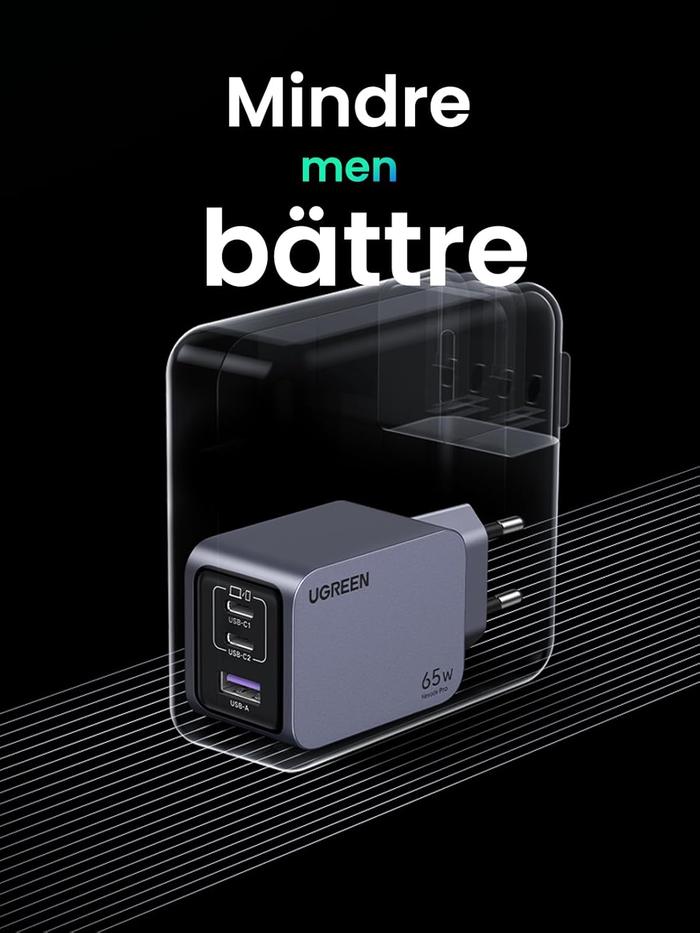 Ugreen Nexode Pro 65W GaN- Charger Set with USB-C to C Cable Fast Charge PD PPS