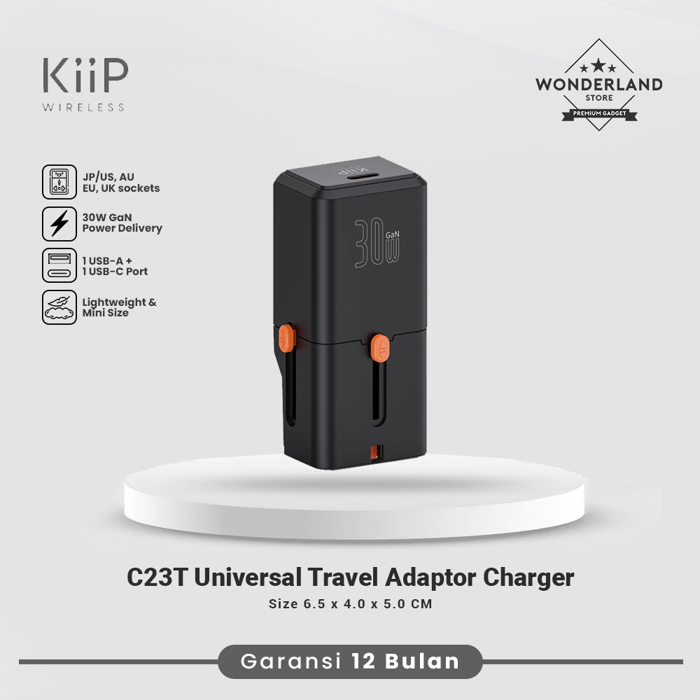 KIIP Universal Travel Adapter 25W 30W 45W PD PPS QC Fast Charging EU/US/US/JP/AU