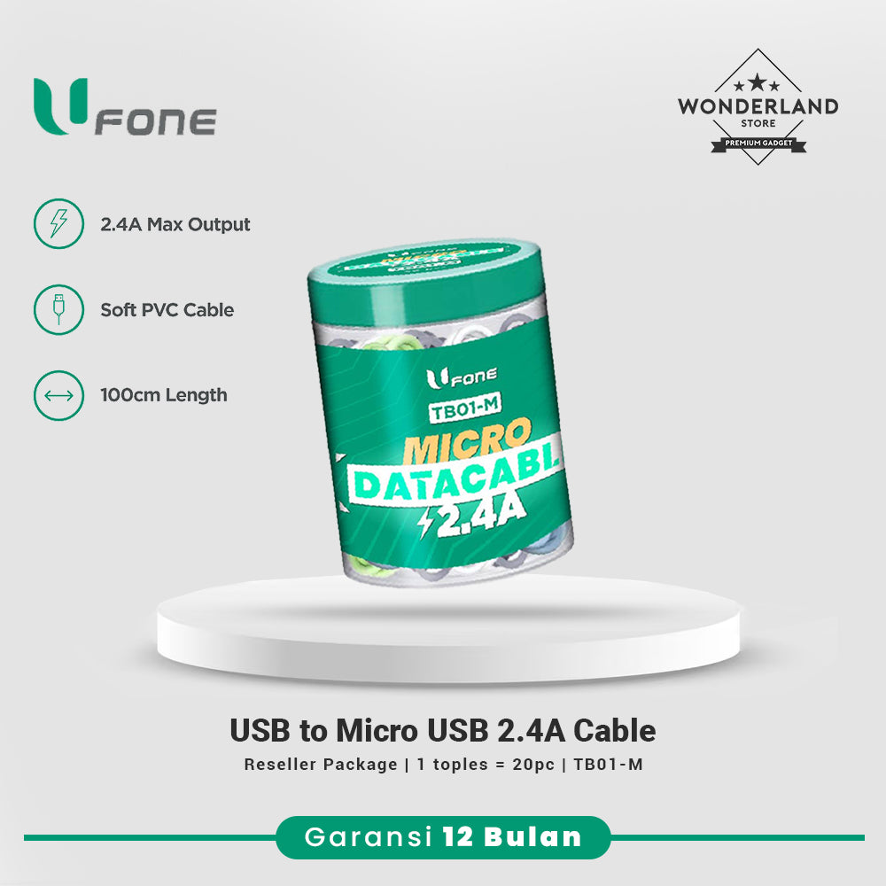 U1me x Ufone Kabel Data USB to Micro USB 2.4A Fast Charging