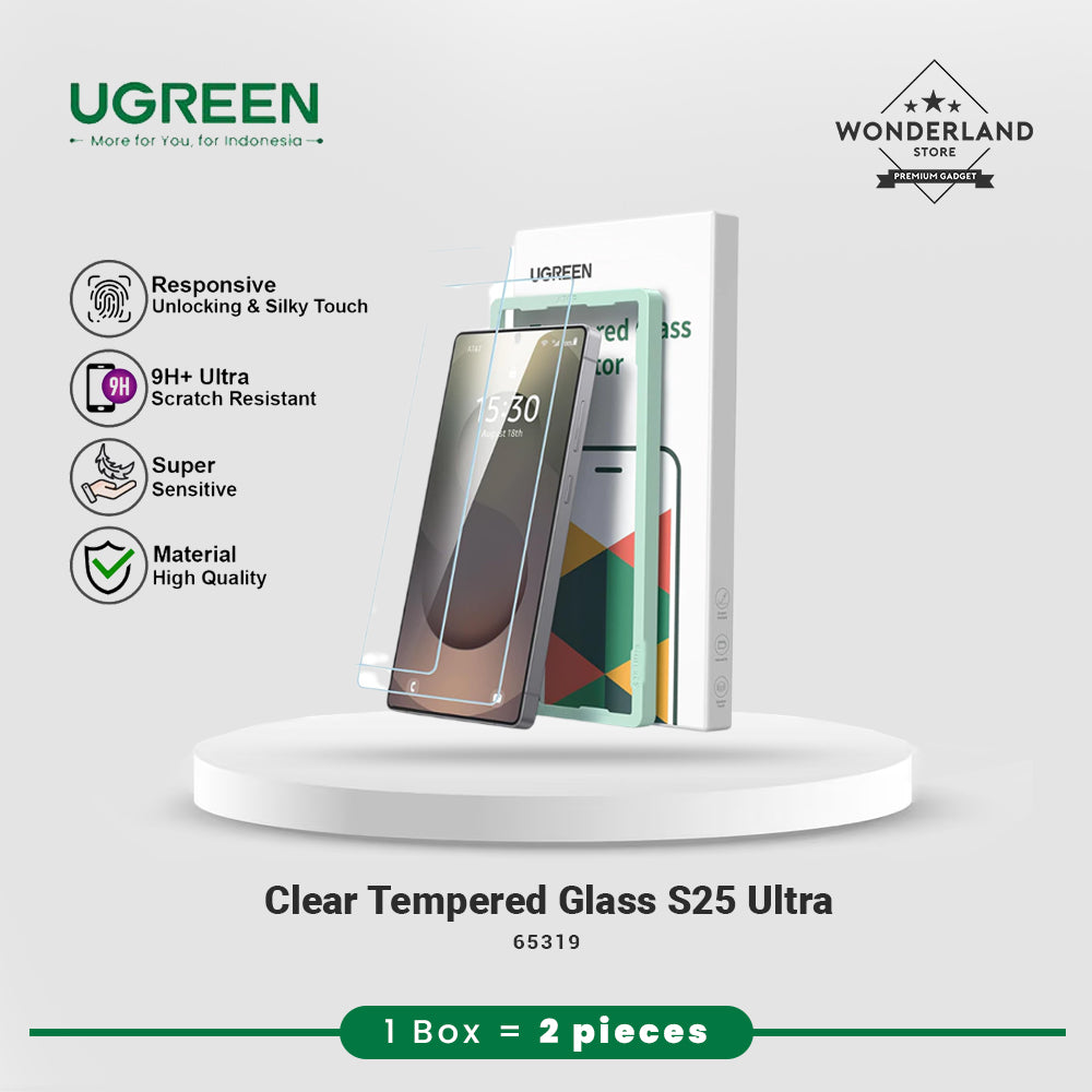 Ugren Tempered Glass HD Screen Protector For Samsung S25 Ultra Full Cover Unlocking Finger (2pcs)