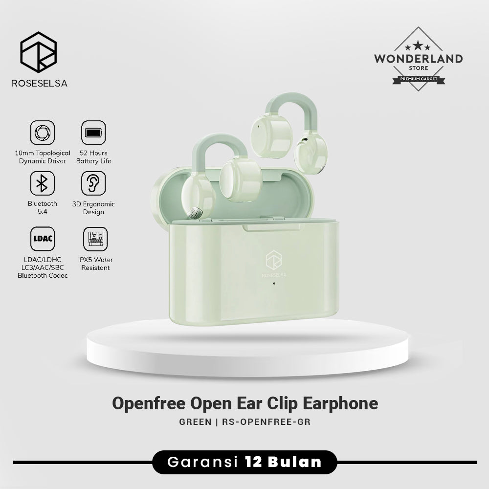 Roseselsa Openfree Clip TWS Bluetooth Earbuds Open Ear Sport Earphone LDAC LDHC HiFi Sound