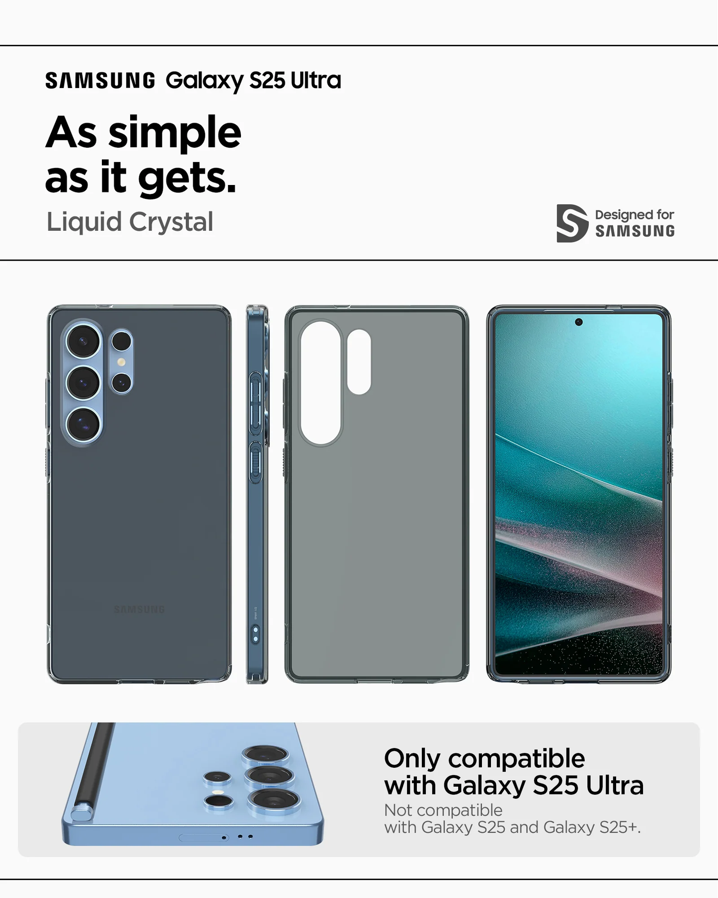 Case for Samsung Galaxy S25 Ultra Plus Edge Spigen Liquid Crystal Clear Case S25 Series