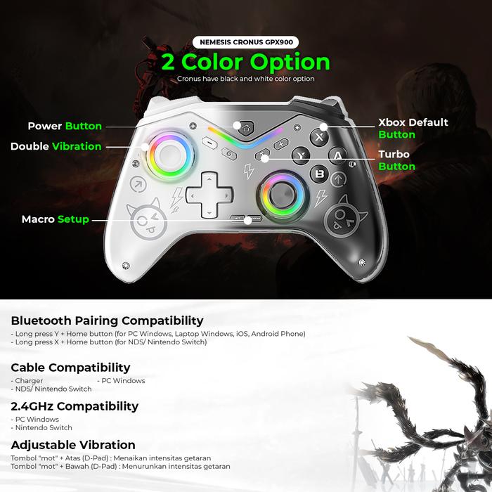 NYK Nemesis Cronus GPX900 / GPX-900 Gamepad Controler 3 in 1 Wireless 2.4Ghz Trimode Connection Hall Effect