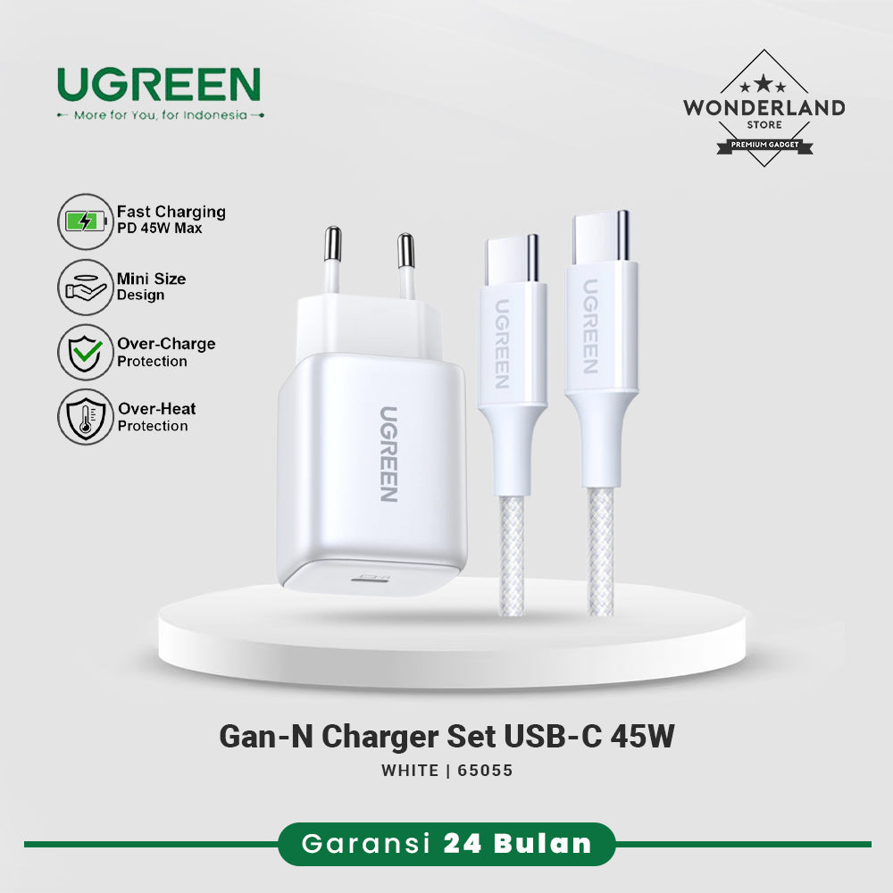 Ugreen Gan-N 45W Charger Set USB-C to C Cable SFC PD PPS SFC2.0 Fast Charging