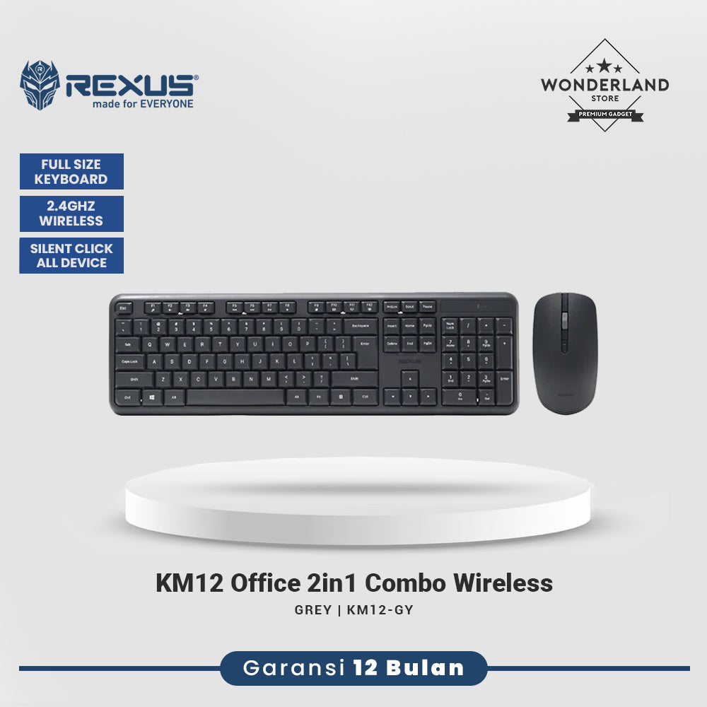 Rexus KM12 Combo Office 2in1 Keyboard & Mouse Wireless Silent Click