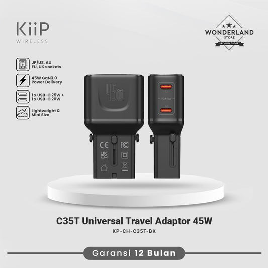 KIIP Universal Travel Adapter 25W 30W 45W PD PPS QC Fast Charging EU/US/US/JP/AU