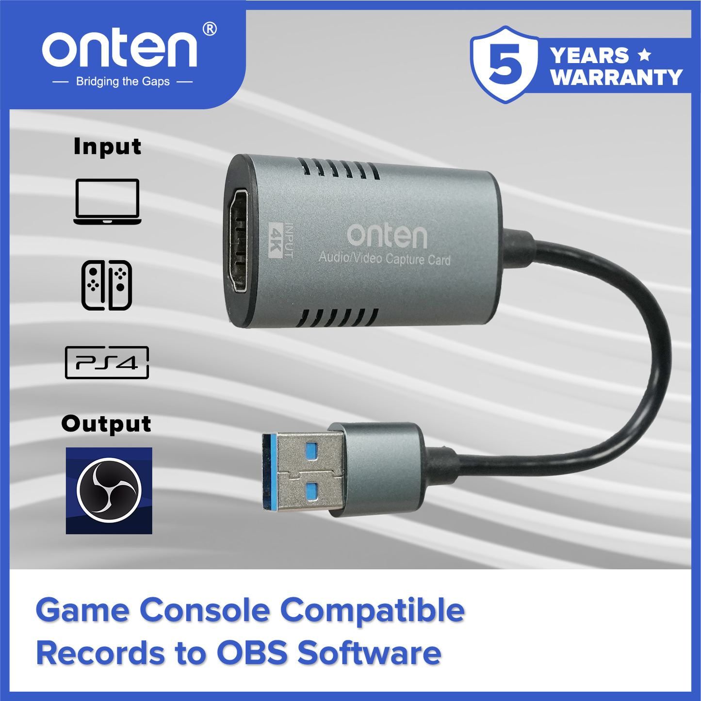 Onten Video Capture Card USB 3.0 to HDMI Female 1080P 60Hz OTN-US323
