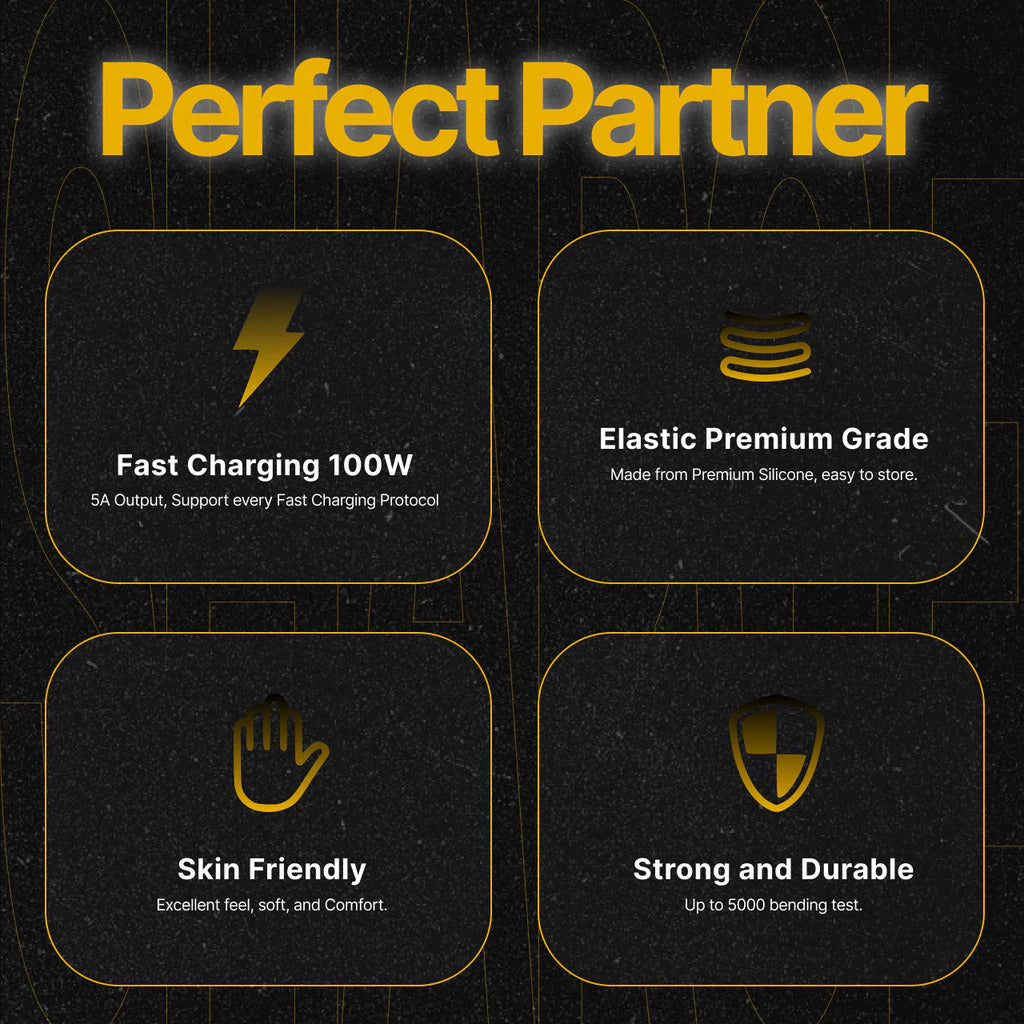 Sharge Kabel Data USB-C to C 100W Elastic Rubber PD PPS PPS2.0 SFC 1.5M