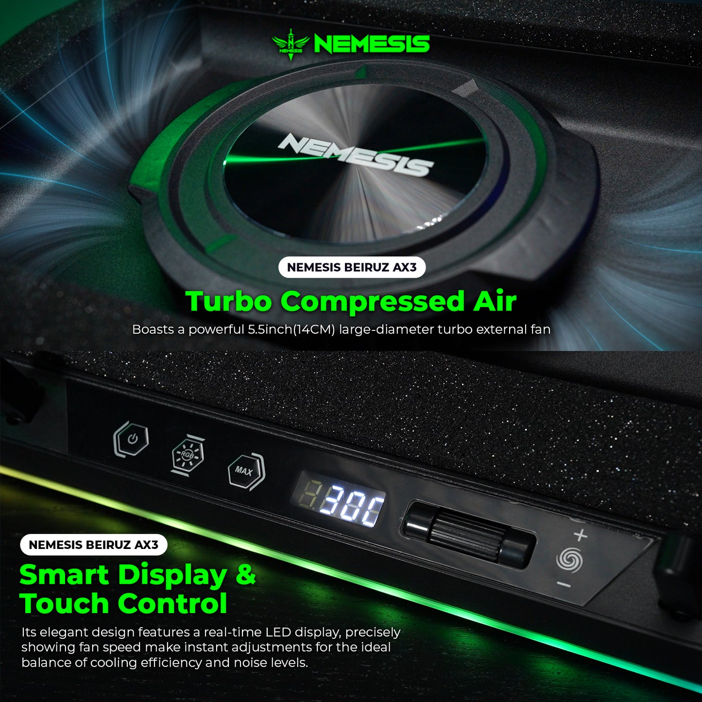 NYK Nemesis Beiruz AX3 Coolingpad Turbo Compressed Air RGB with Plate Topper