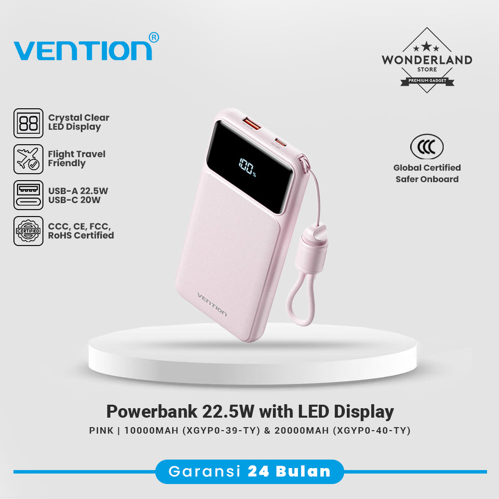 Vention CCC Powerbank Velo Series 22.5W USB-C+USB-A 10000mAh 20000mAh XGY-39 XGY-40