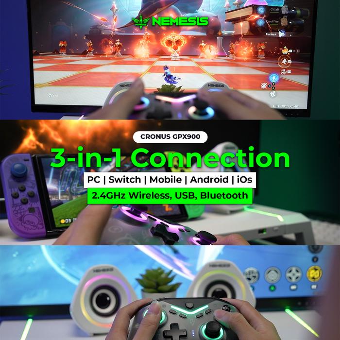 NYK Nemesis Cronus GPX900 / GPX-900 Gamepad Controler 3 in 1 Wireless 2.4Ghz Trimode Connection Hall Effect