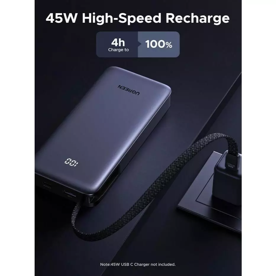 Ugreen Powerbank 145W Built-in Retractable Cable 20.000mAh PD Fast Charging