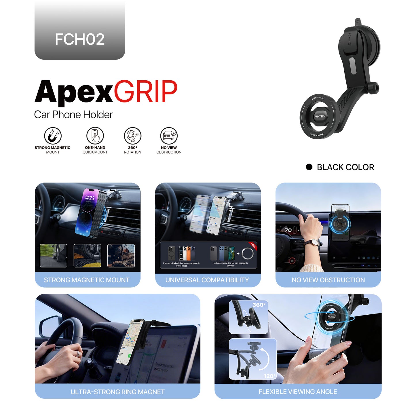 Fantech Car Phone Holder Magnetic Mount 360° Universal Rotation FCH02
