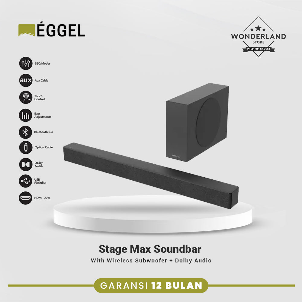 Eggel Stage Max Soundbar / Sound Bar with Wireless Subwoofer + Dolby Audio
