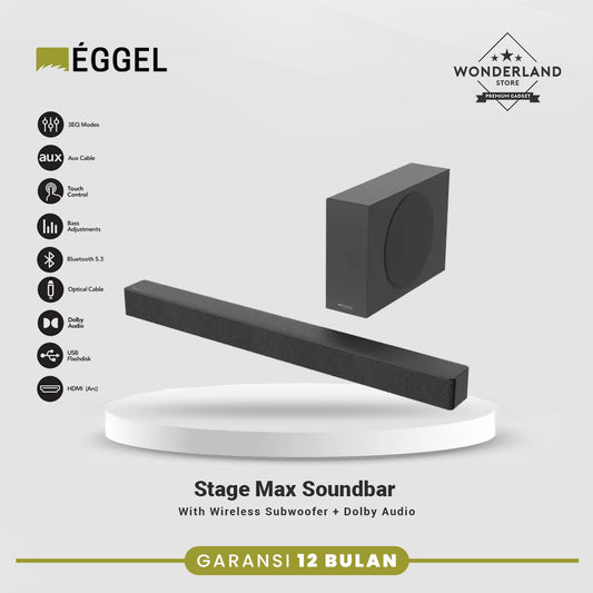 Eggel Stage Max Soundbar / Sound Bar with Wireless Subwoofer + Dolby Audio