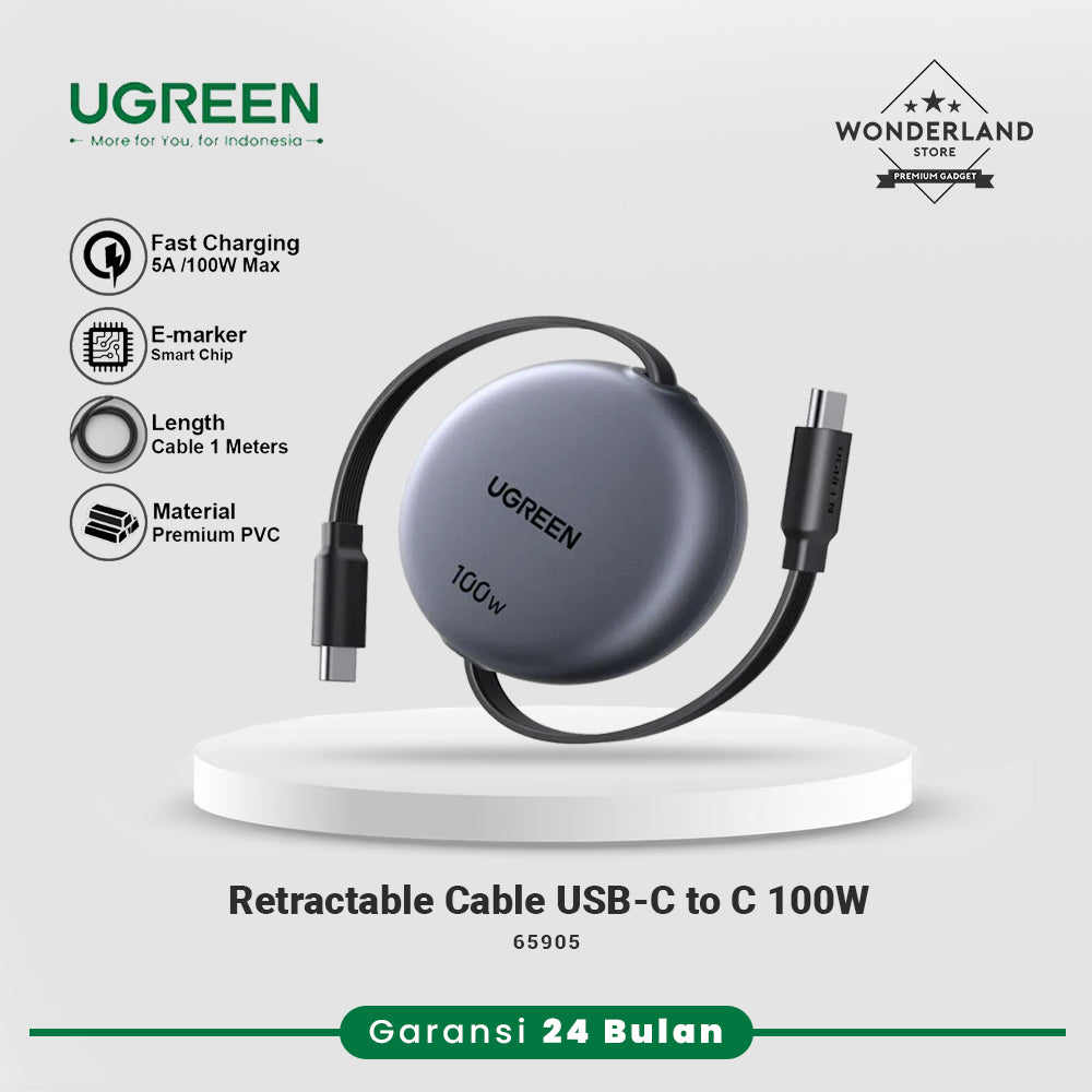 Ugreen Kabel Data USB-C to C 5A 100W Cable Retractable Fast Charging PD PPS SFC