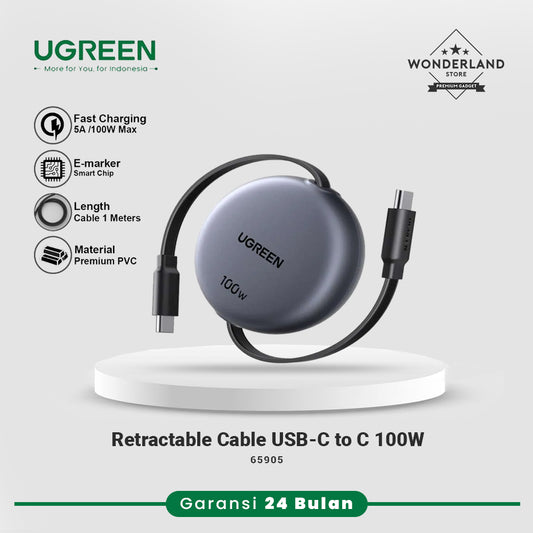 Ugreen Kabel Data USB-C to C 5A 100W Cable Retractable Fast Charging PD PPS SFC