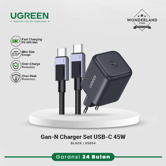 Ugreen Gan-N 45W Charger Set USB-C to C Cable SFC PD PPS SFC2.0 Fast Charging
