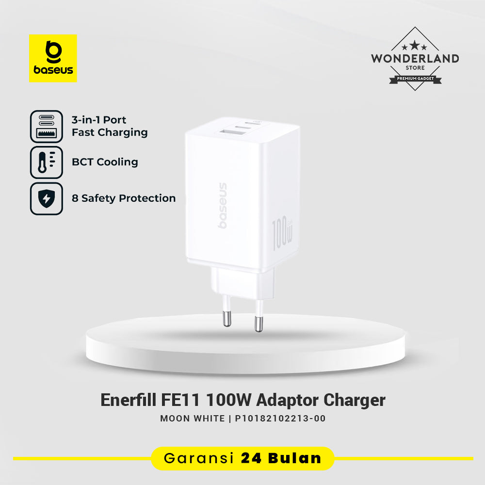 Baseus EnerFill FE11 Adaptor 100W Charger 2 USB-C + 1 USB-C 100W PPS PD3.0 QC3.0