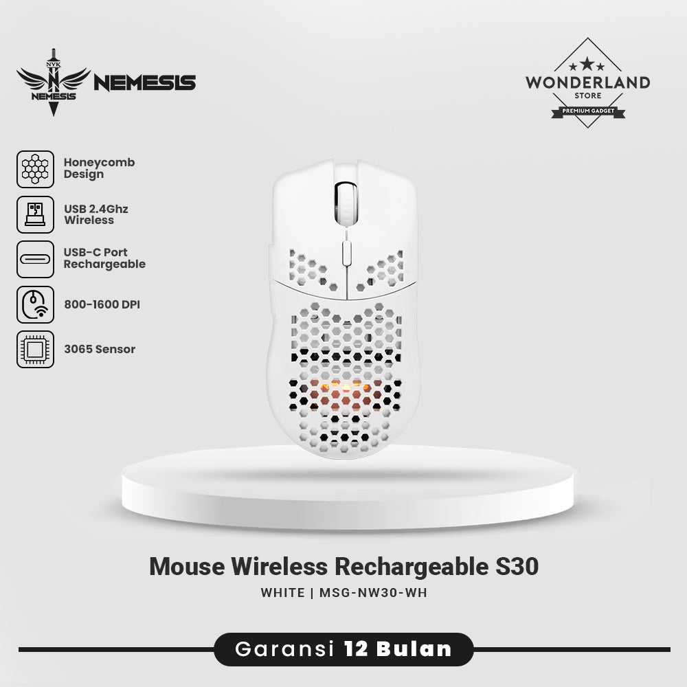 NYK Nemesis S30 / S-30 Wireless Rechargeable Mouse Gaming 1600DPI