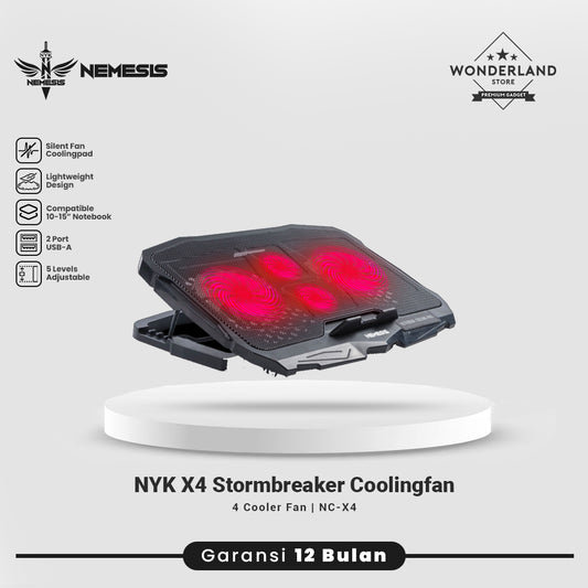 NYK Nemesis Cooling Pad X4 X-4 X 4 Stormbreaker Cooling Fan Laptop 10-15"