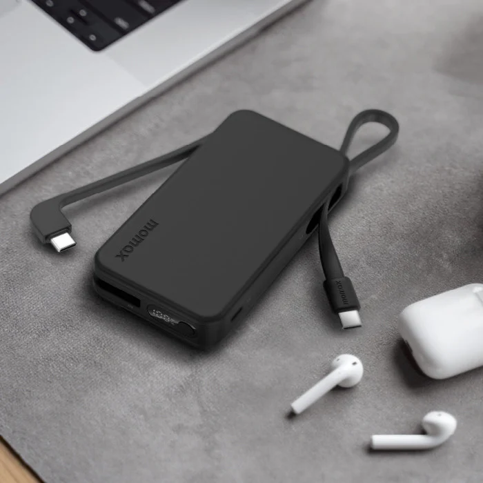 Momax CCC Powerbank 1-Power Vital+ Power Bank 30W 10000mAh With 2 Built-In USB-C Cables